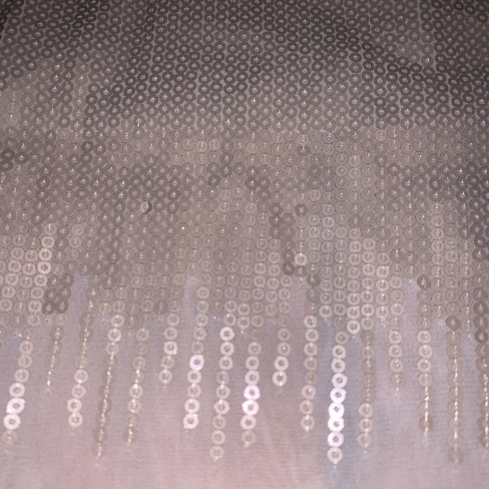 H&M Champagne Bling On WhiteTank Top Blouse Sz 2 Sheer Back (Rx) - Picture 3 of 6